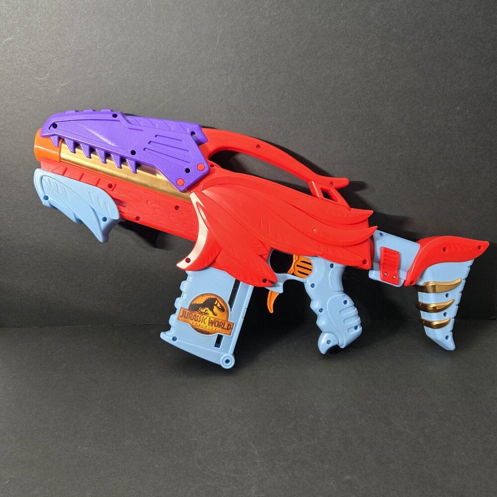 Jurrasic World Adventure Force Pyroraptor Pump-Action Clip-FedBlaster Soft Darts